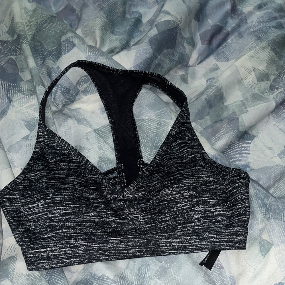 Heathered Black and Gray Sports Bra